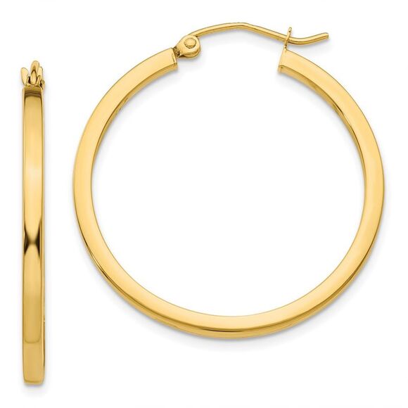 10K Yellow Gold 2mm Square Tube Hoop Earrings,All Products : American Fashion Style Bags On Sale